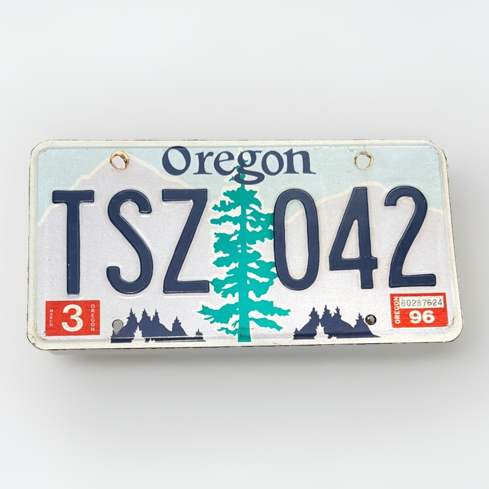 1996 Oregon State Douglas Fir Embossed License Plate # TSZ 042